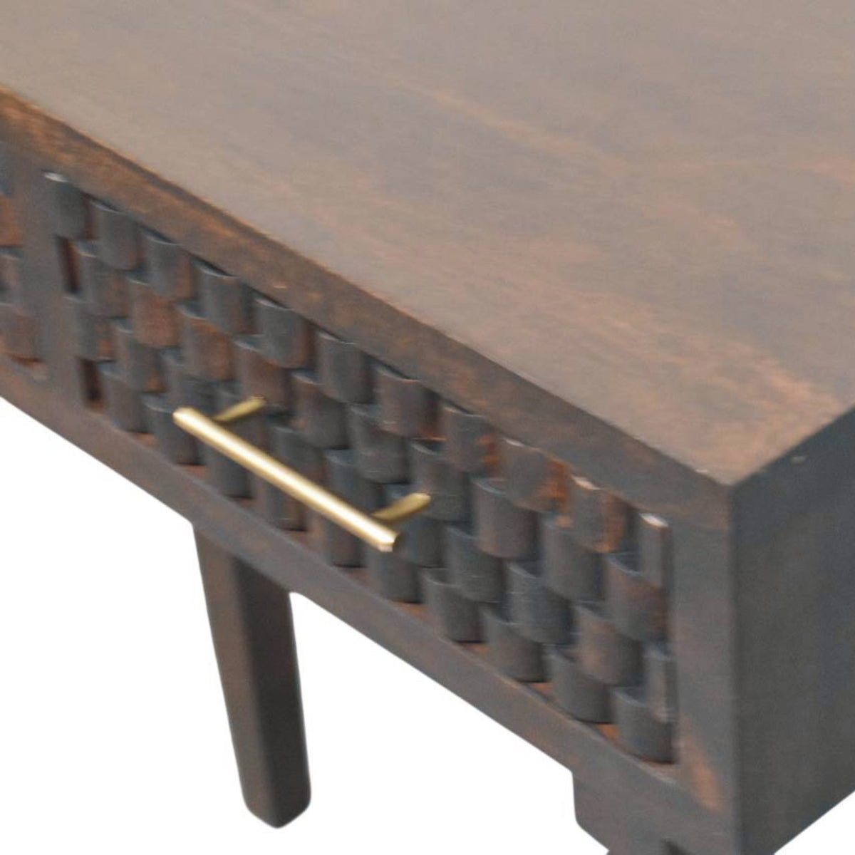 Santa Fe Carved Mocha Slim Console Table