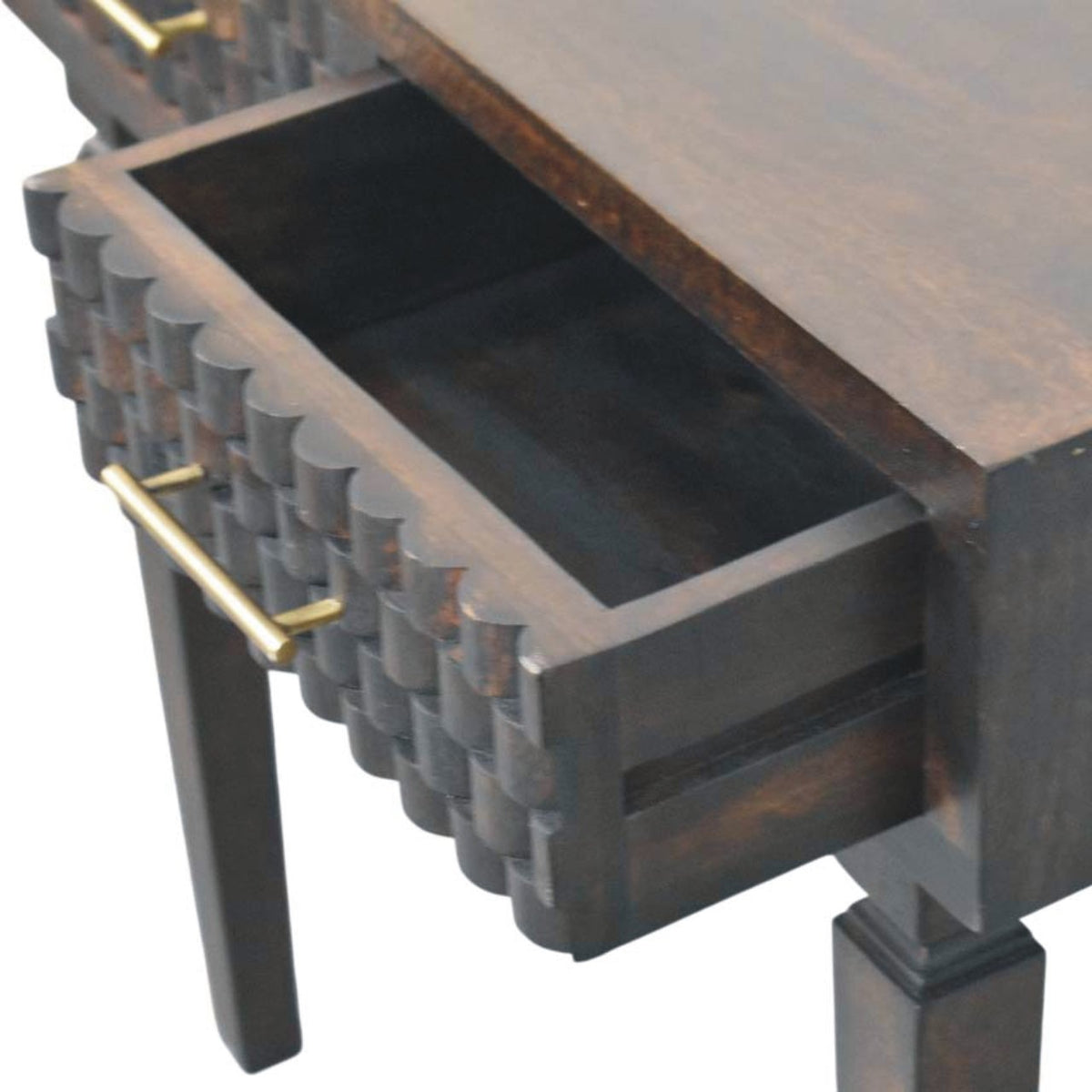 Santa Fe Carved Mocha Slim Console Table