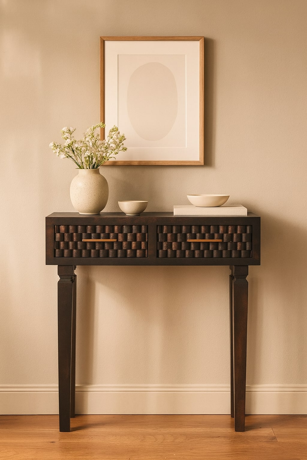 Santa Fe Carved Mocha Slim Console Table