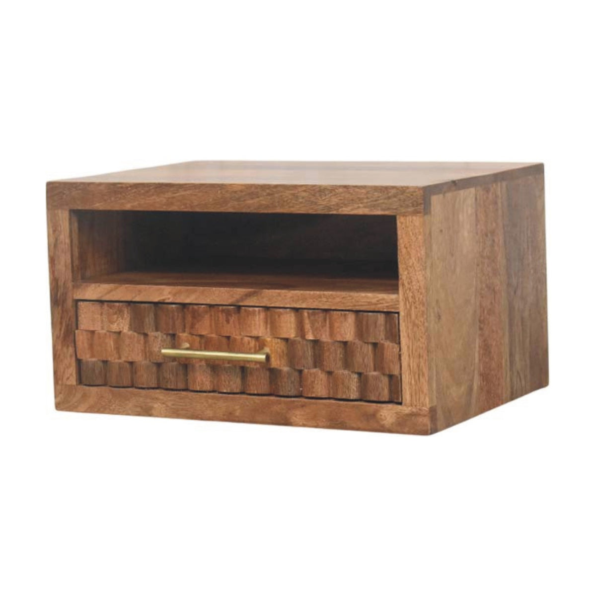 Santa Fe Carved Teak 1 Drawer Nightstand