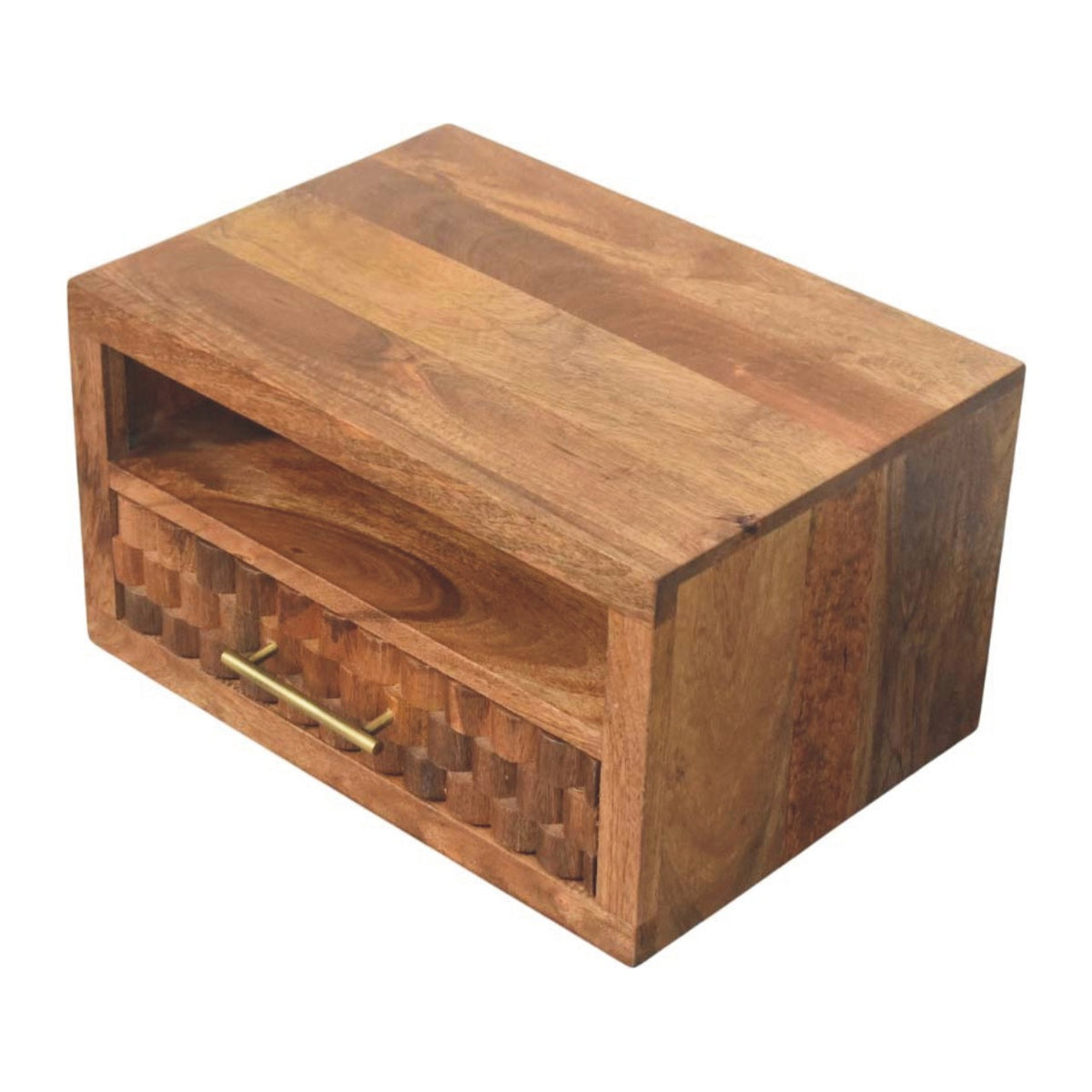 Santa Fe Carved Teak 1 Drawer Nightstand
