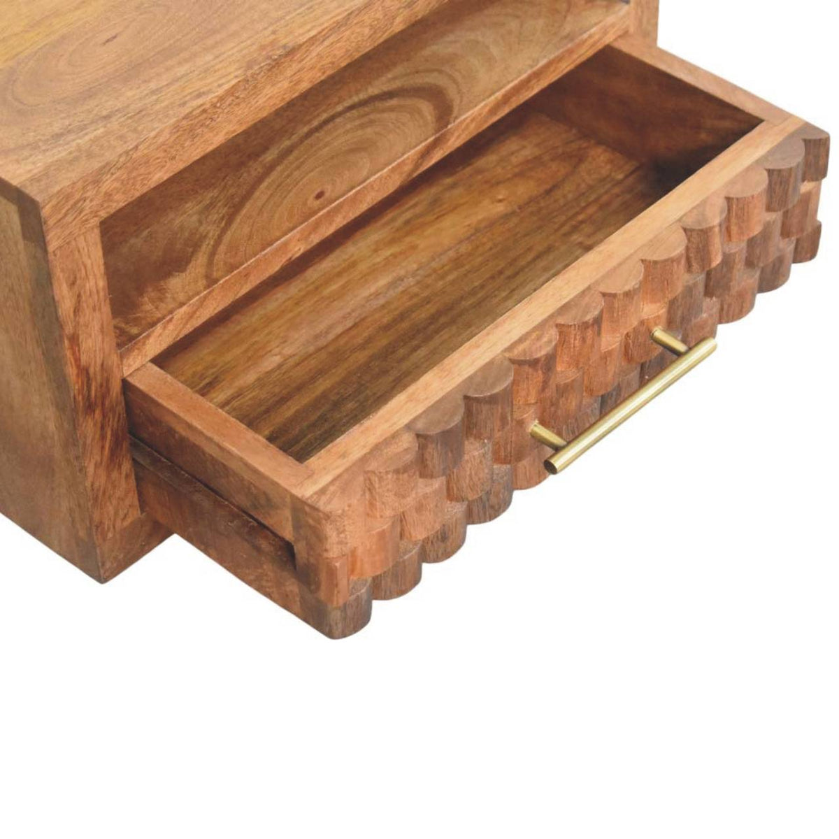 Santa Fe Carved Teak 1 Drawer Nightstand