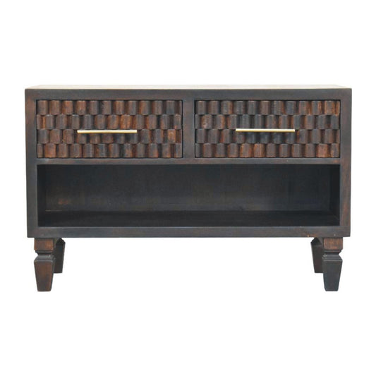 Santa Fe Carved Mango Wood Shoe Storage Bench