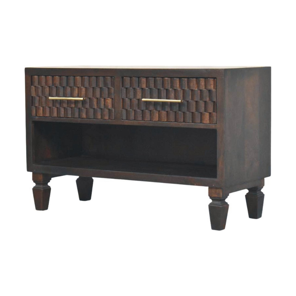 Santa Fe Carved Mango Wood Shoe Storage Bench