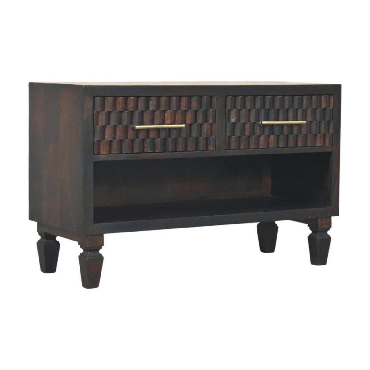 Santa Fe Carved Mango Wood Shoe Storage Bench