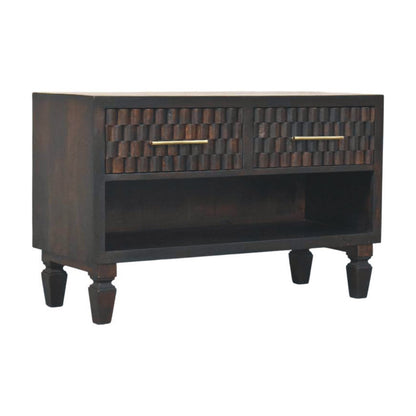 Santa Fe Carved Mango Wood Shoe Storage Bench