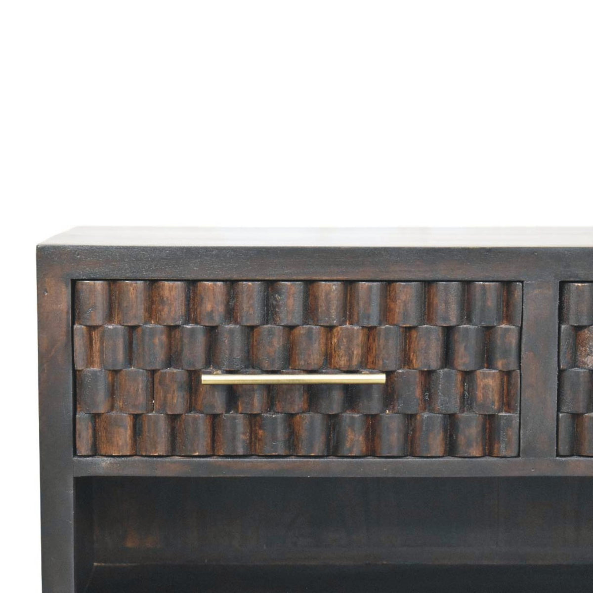 Santa Fe Carved Mango Wood Shoe Storage Bench