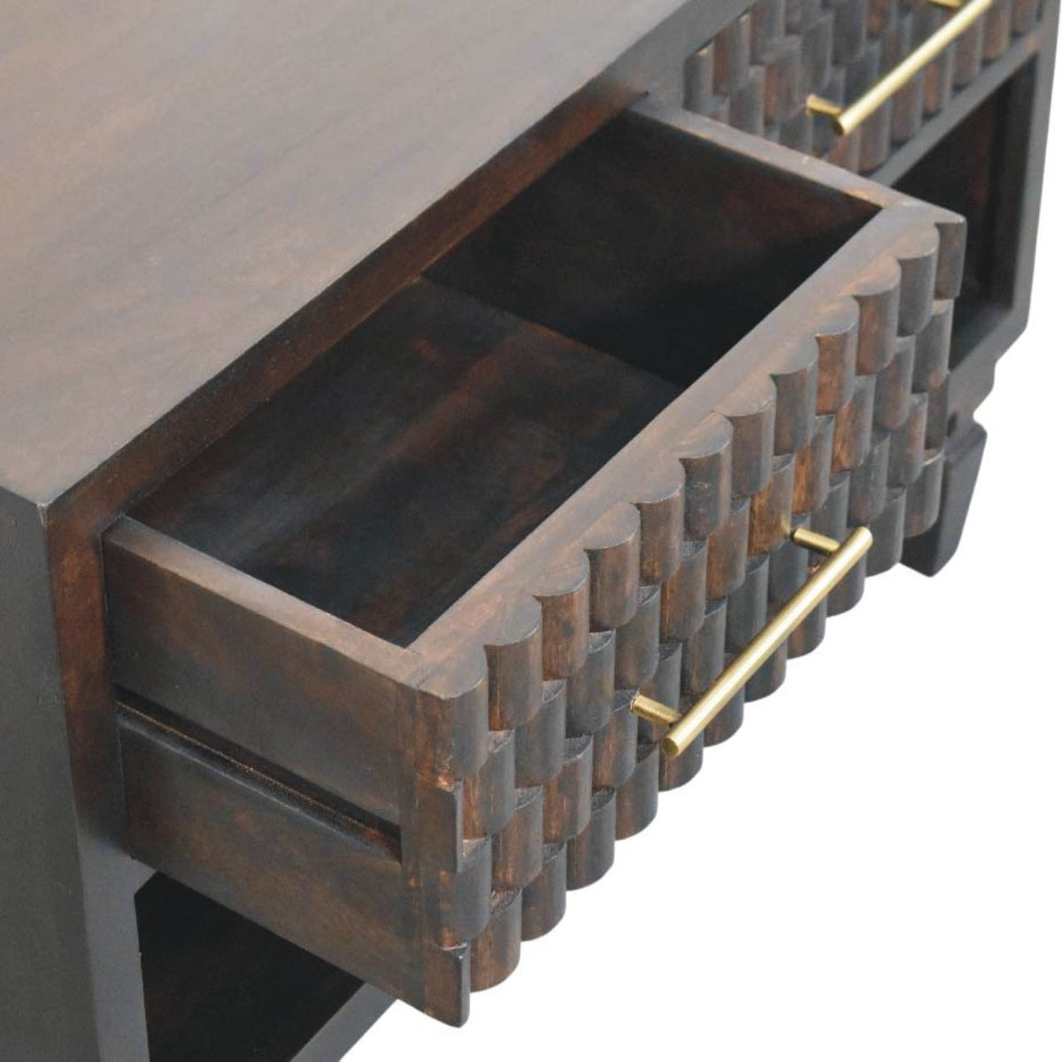 Santa Fe Carved Mango Wood Shoe Storage Bench