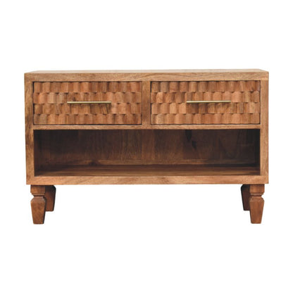Santa Fe Carved Teak Wood Entryway Shoe Bench