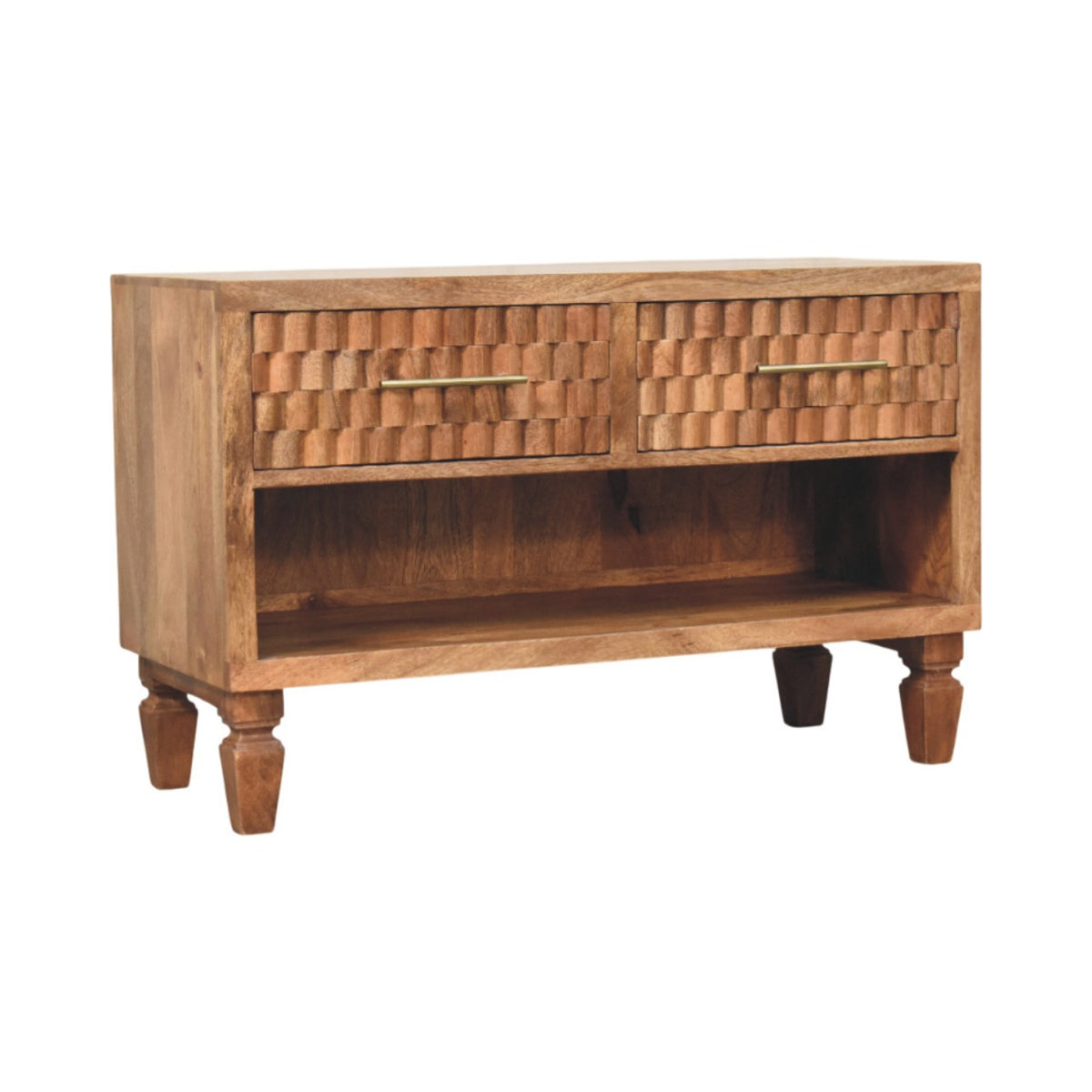 Santa Fe Carved Teak Wood Entryway Shoe Bench