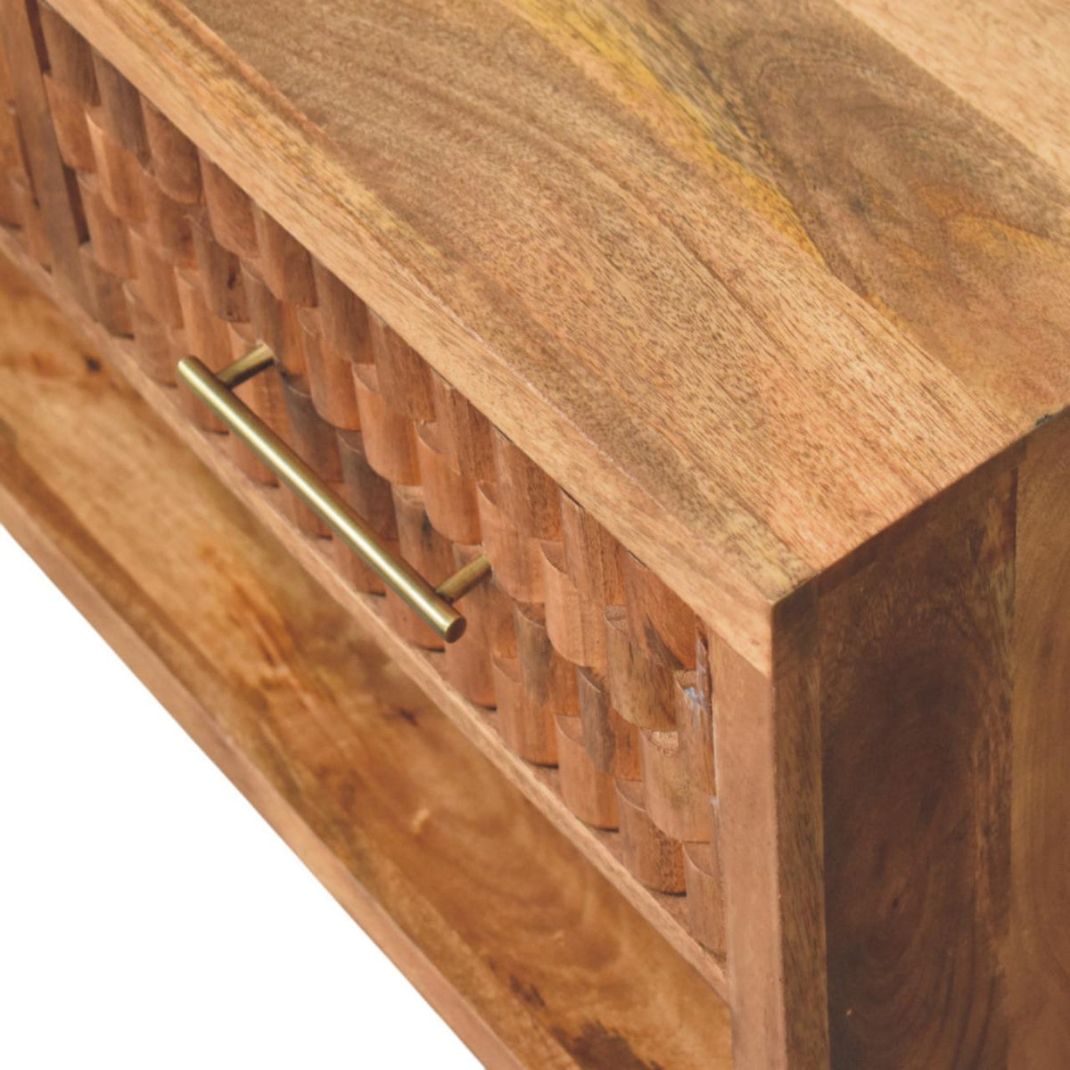 Santa Fe Carved Teak Wood Entryway Shoe Bench