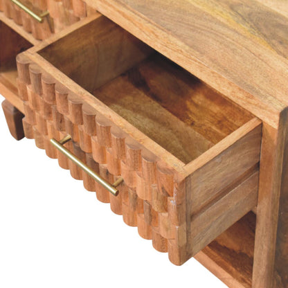 Santa Fe Carved Teak Wood Entryway Shoe Bench