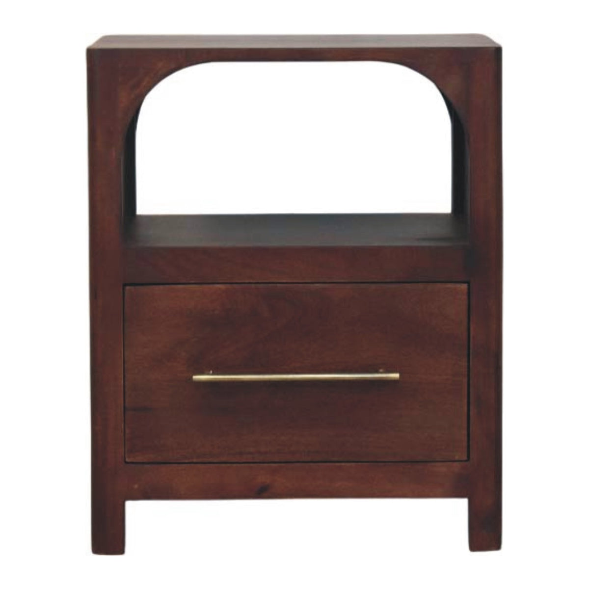 Arched Winewood Oak Toned 1 Drawer Nightstand