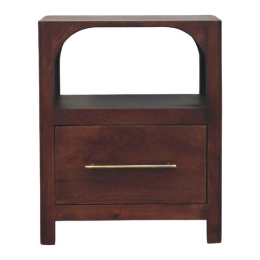 Arched Winewood Oak Toned 1 Drawer Nightstand