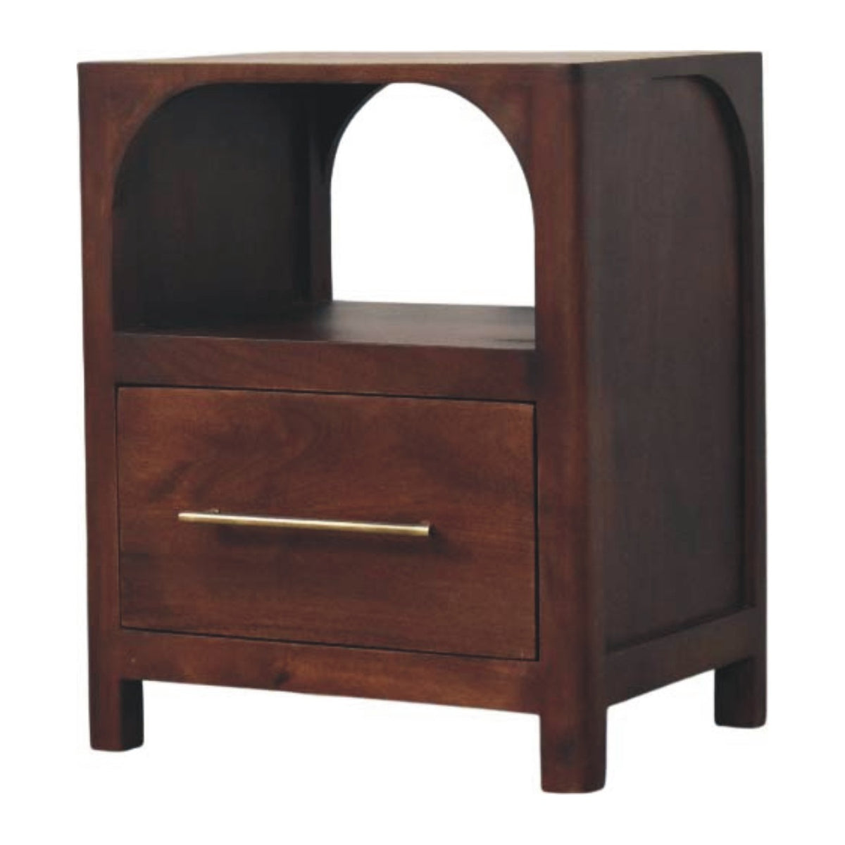 Arched Winewood Oak Toned 1 Drawer Nightstand