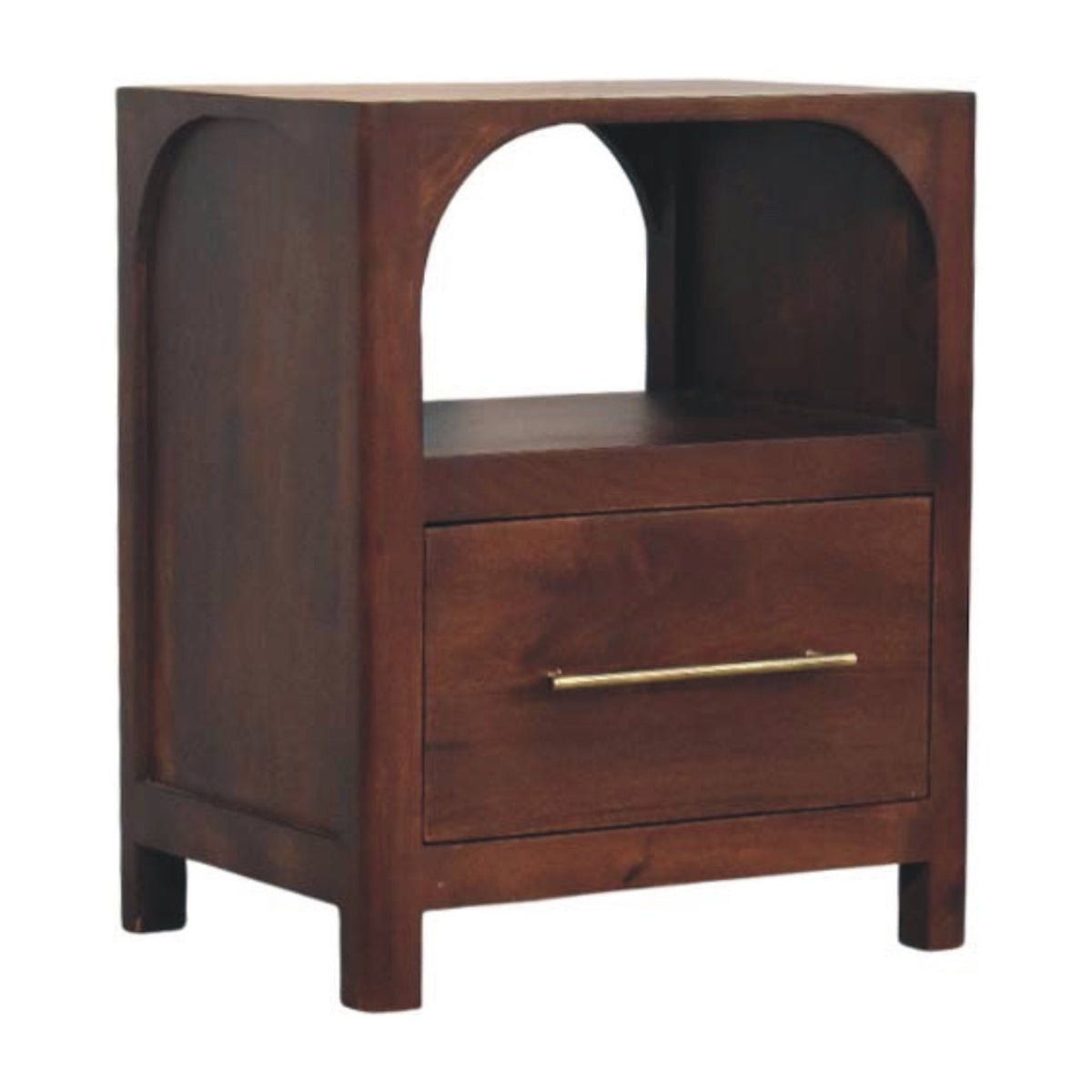 Arched Winewood Oak Toned 1 Drawer Nightstand