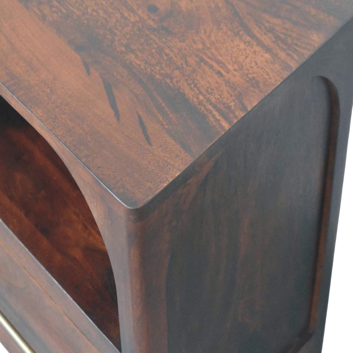 Arched Winewood Oak Toned 1 Drawer Nightstand