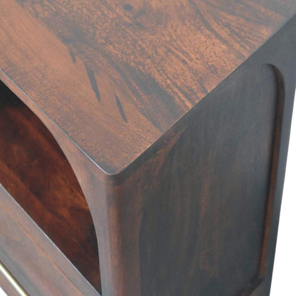 Arched Winewood Oak Toned 1 Drawer Nightstand