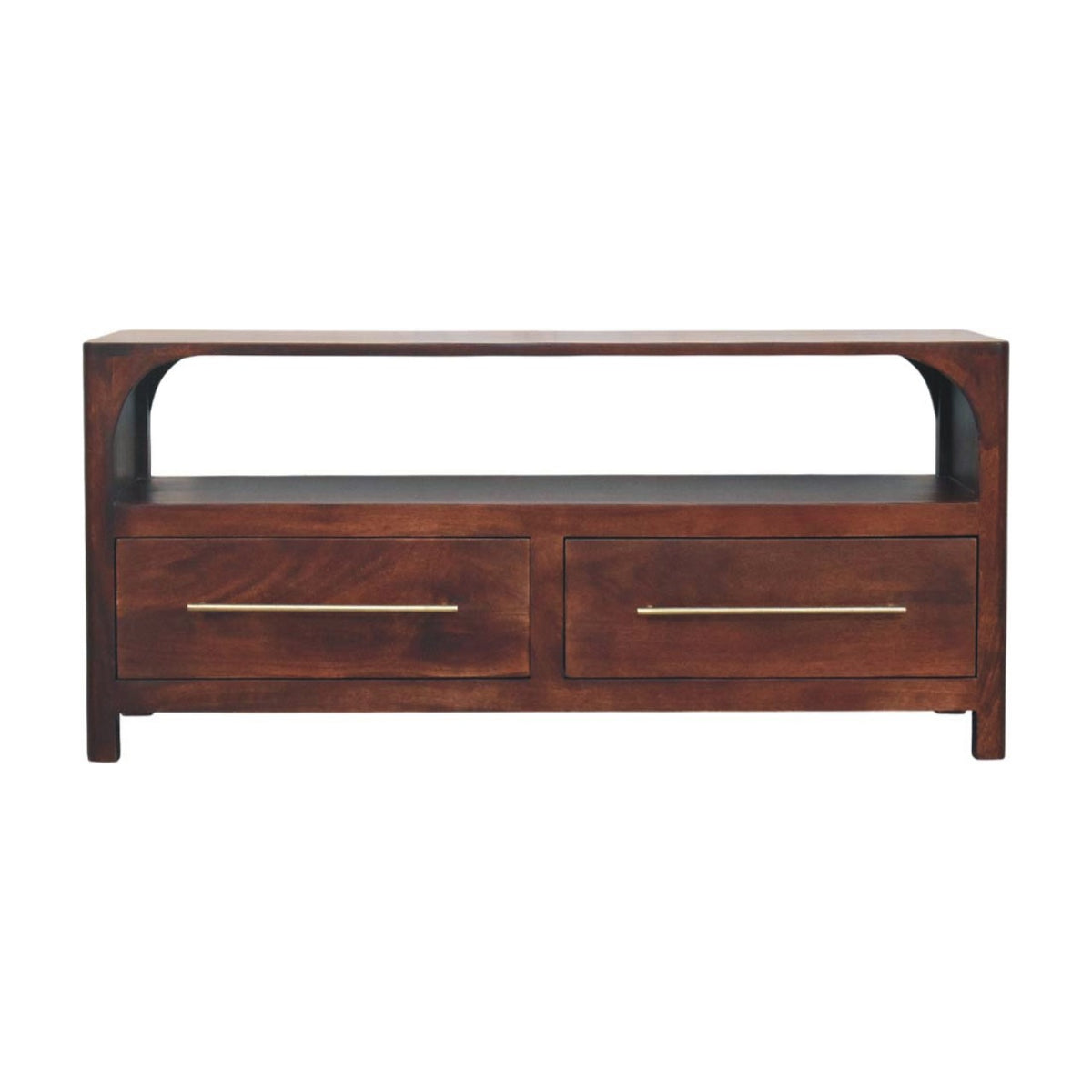 Arched Winewood Oak 2 Drawer TV Unit