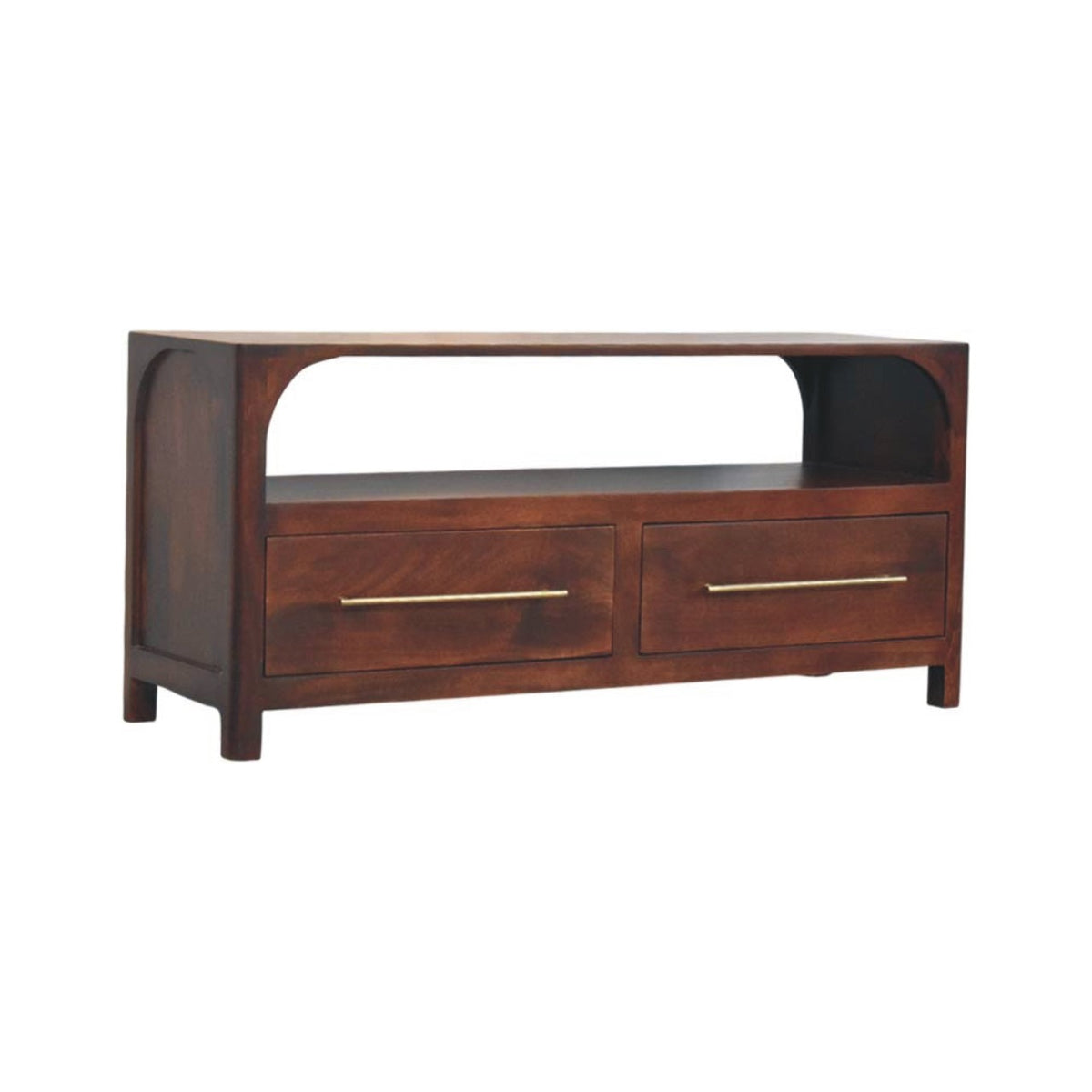 Arched Winewood Oak 2 Drawer TV Unit