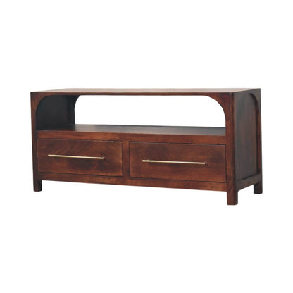 Arched Winewood Oak 2 Drawer TV Unit