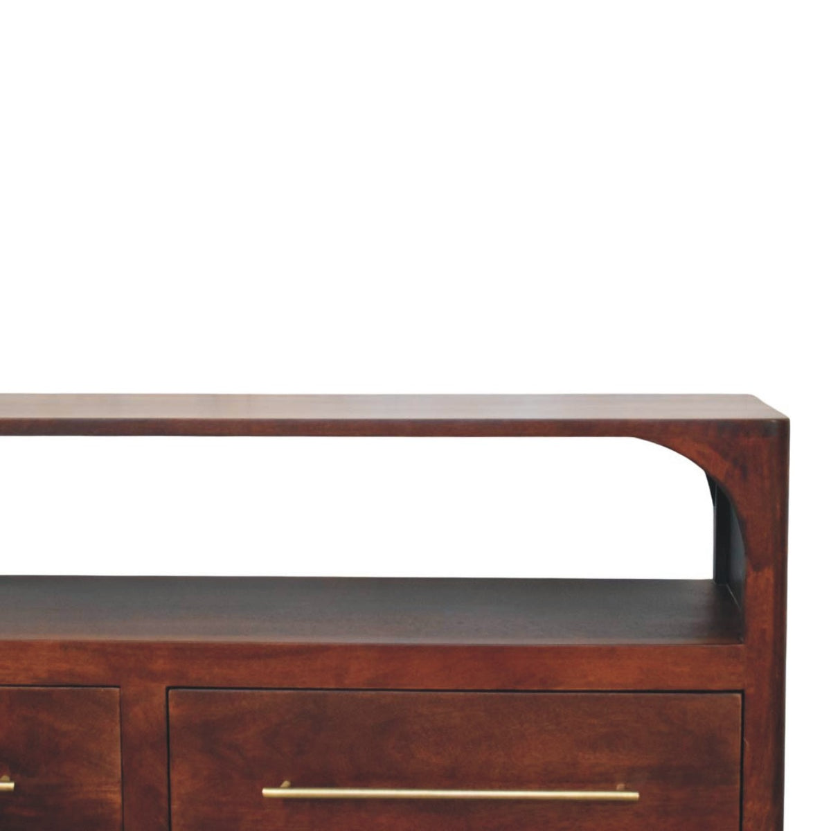 Arched Winewood Oak 2 Drawer TV Unit
