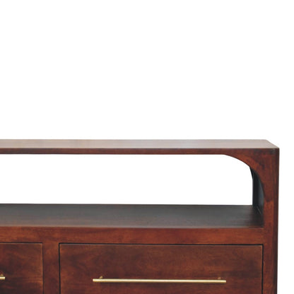 Arched Winewood Oak 2 Drawer TV Unit