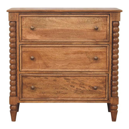 Savannah Spindle Amber Oak 3 Drawer Dresser