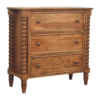 Savannah Spindle Amber Oak 3 Drawer Dresser