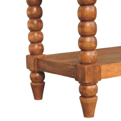Sutton Buffalo Leather Spindle Amber Oak Bench with Storage