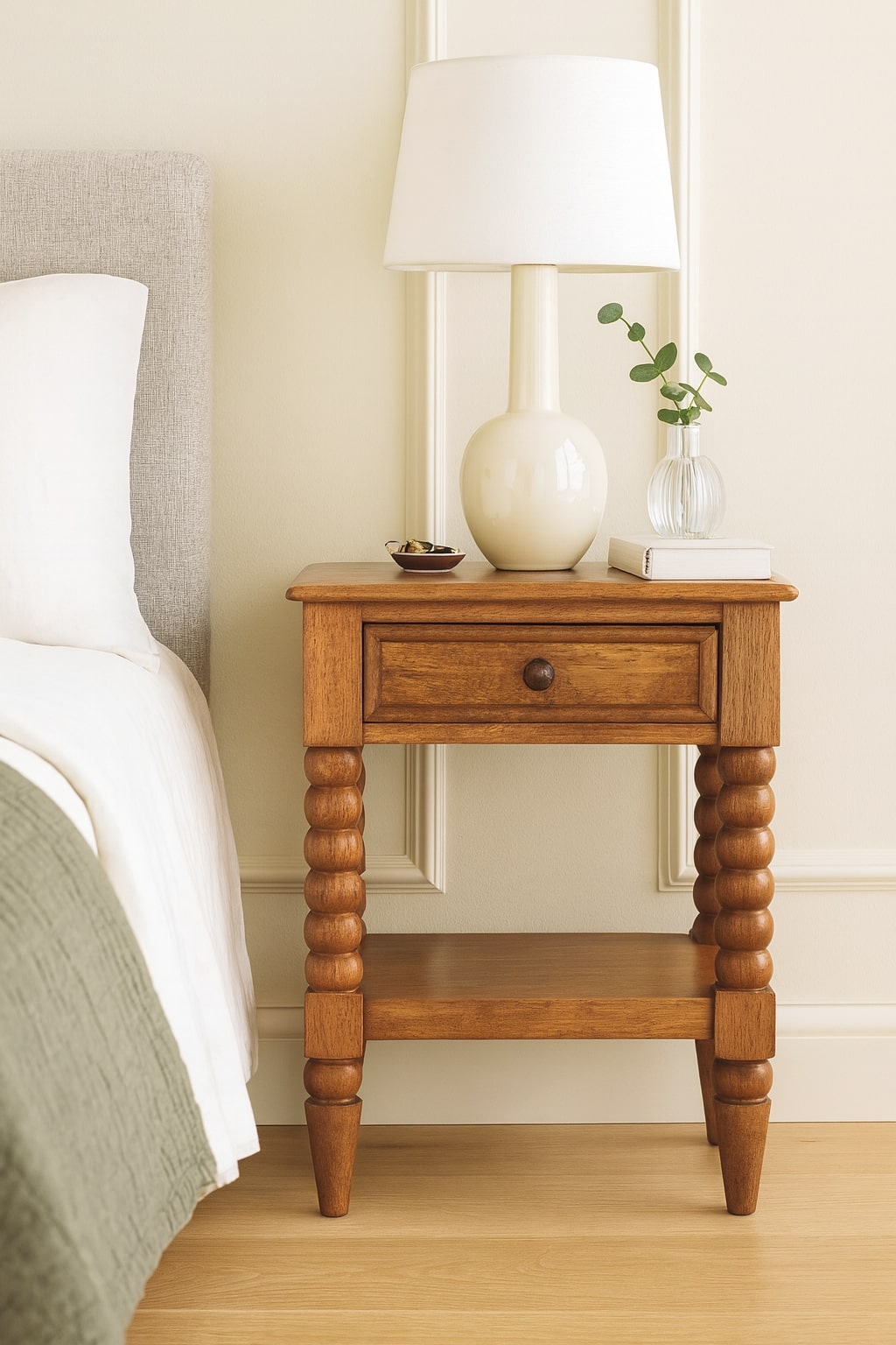 Savannah Spindle Amber Oak 1 Drawer Nightstand