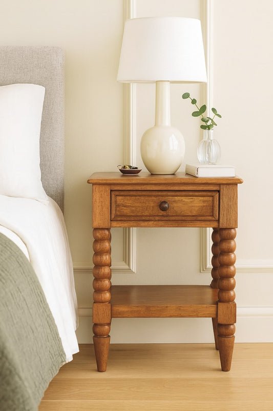 Savannah Spindle Amber Oak 1 Drawer Nightstand