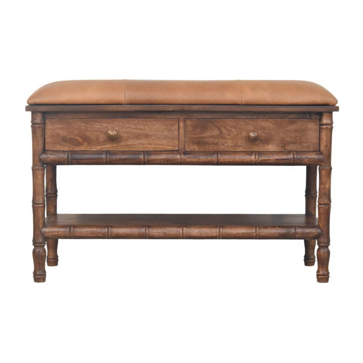 Key West Bamboo Leather Seat Storage Bench