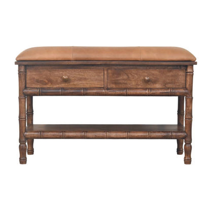 Key West Bamboo Leather Seat Storage Bench