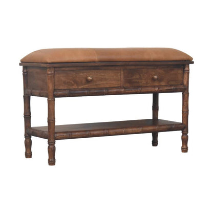 Key West Bamboo Leather Seat Storage Bench
