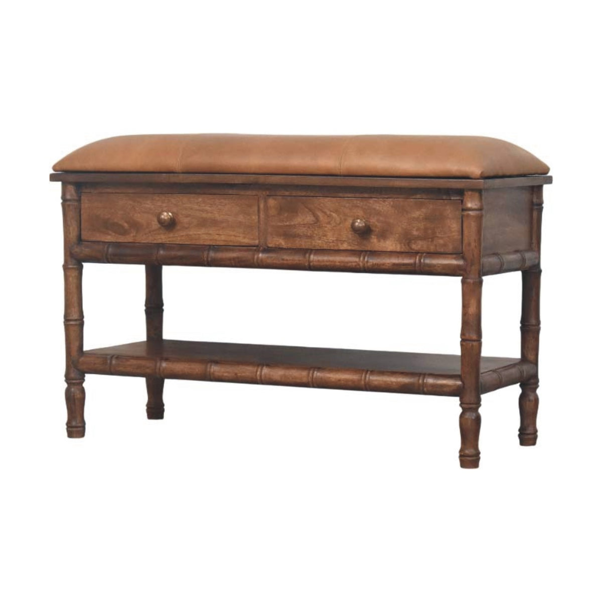 Key West Bamboo Leather Seat Storage Bench