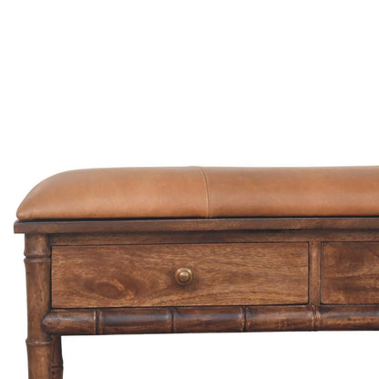Key West Bamboo Leather Seat Storage Bench