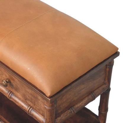 Key West Bamboo Leather Seat Storage Bench