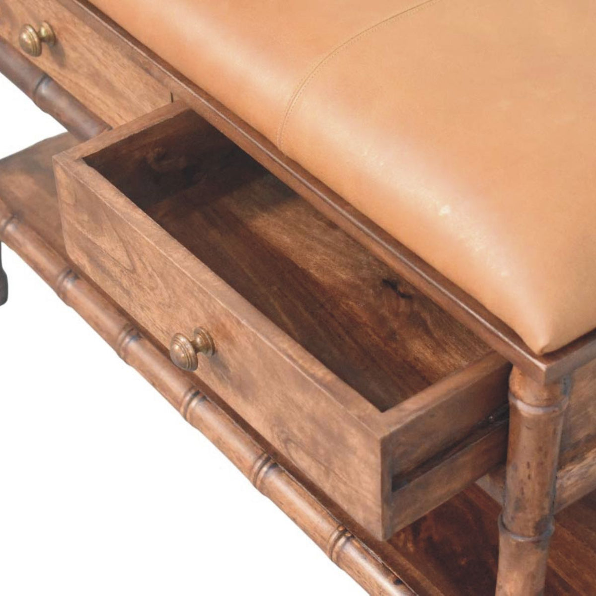Key West Bamboo Leather Seat Storage Bench