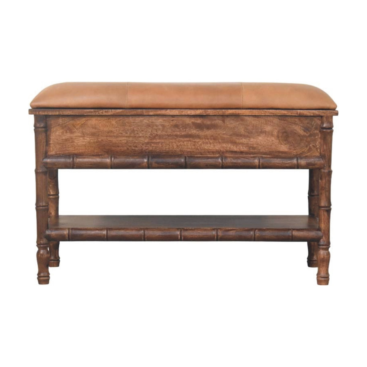 Key West Bamboo Leather Seat Storage Bench