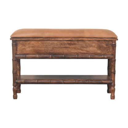 Key West Bamboo Leather Seat Storage Bench