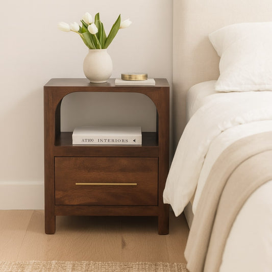 Arched Roasted Almond 1 Drawer Nightstand
