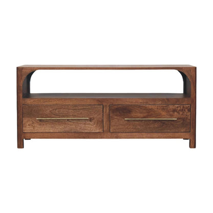 Arched Roasted Almond 2 Drawer Media Console