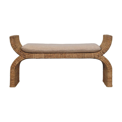 Bouclé Montauk Rattan Weave Solid Wood Bench