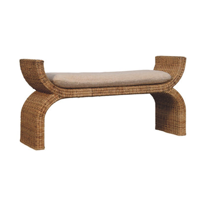 Bouclé Montauk Rattan Weave Solid Wood Bench