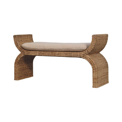 Bouclé Montauk Rattan Weave Solid Wood Bench