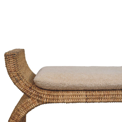 Bouclé Montauk Rattan Weave Solid Wood Bench