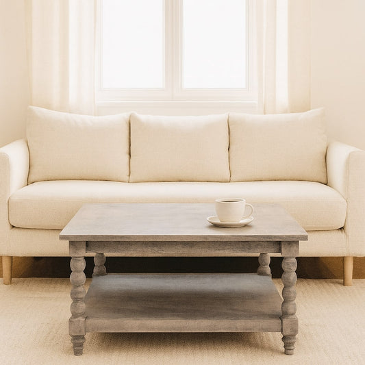 Savannah Spindle Acid Wash 2 Tier Coffee Table