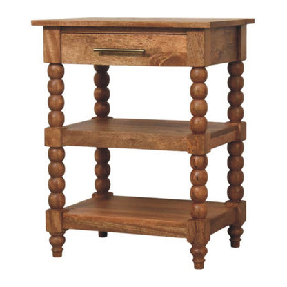 Savannah Spindle 1 Drawer 2 Shelf Side Table