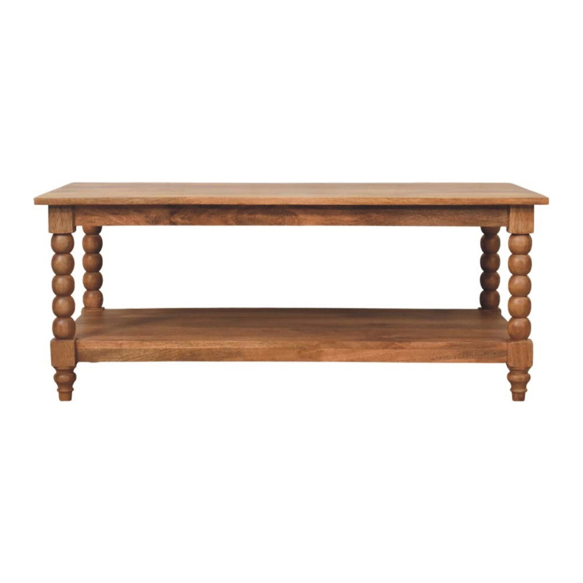 Savannah Spindle Golden Teak Shelf Coffee Table